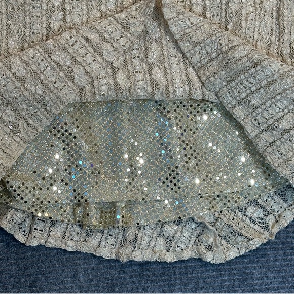 Jessica McClintock 14 Sequined Lace Maxi Dress Vintage 90s Evening Ivory Bridal - Picture 5 of 11